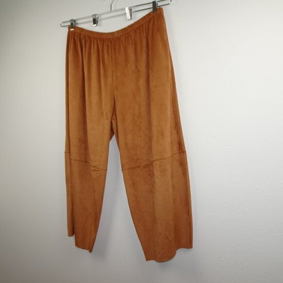 Bryn Walker Lantern Pants Women's Plus Size 3X Brown Faux Suede Oliver Wide Leg - Picture 3 of 9